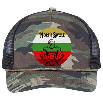 North Swole Muscle Santa Christmas Fitness Retro Rope Trucker Hat Cap