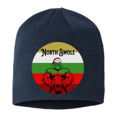 North Swole Muscle Santa Christmas Fitness Sustainable Beanie