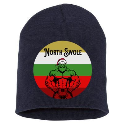 North Swole Muscle Santa Christmas Fitness Short Acrylic Beanie