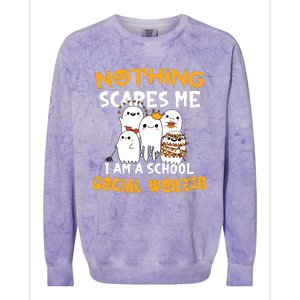 Nothing Scares Me I Am A School Social Worker Halloween Colorblast Crewneck Sweatshirt