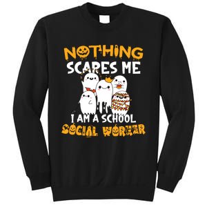 Nothing Scares Me I Am A School Social Worker Halloween Sweatshirt