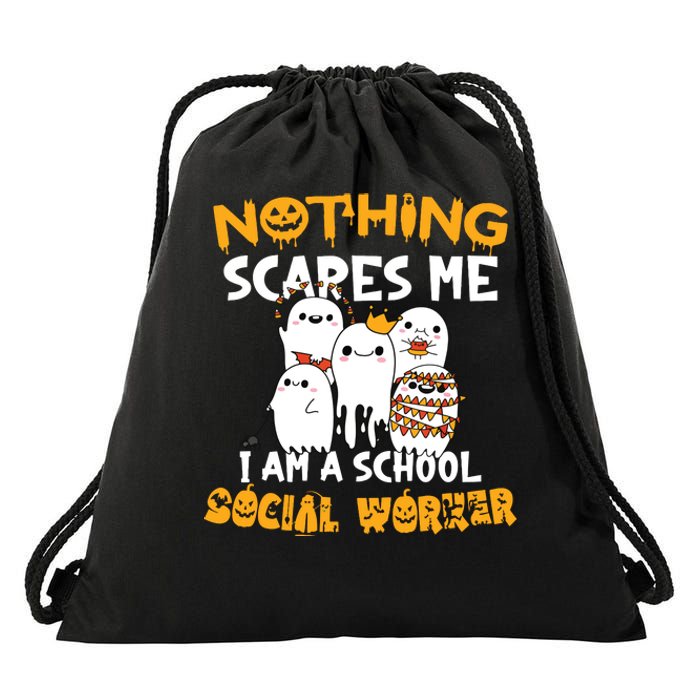 Nothing Scares Me I Am A School Social Worker Halloween Drawstring Bag