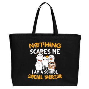 Nothing Scares Me I Am A School Social Worker Halloween Cotton Canvas Jumbo Tote