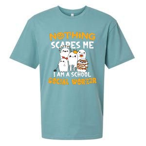 Nothing Scares Me I Am A School Social Worker Halloween Sueded Cloud Jersey T-Shirt