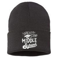 Next Stop Middle School Fifth Grade Graduation Summer Break Sustainable Knit Beanie