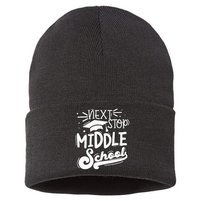 Next Stop Middle School Fifth Grade Graduation Summer Break Sustainable Knit Beanie