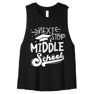 Next Stop Middle School Fifth Grade Graduation Summer Break Women's Racerback Cropped Tank