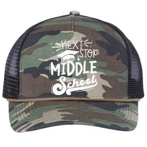 Next Stop Middle School Fifth Grade Graduation Summer Break Retro Rope Trucker Hat Cap