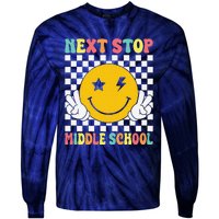 Next Stop Middle School Groovy Elementary School Graduation Tie-Dye Long Sleeve Shirt