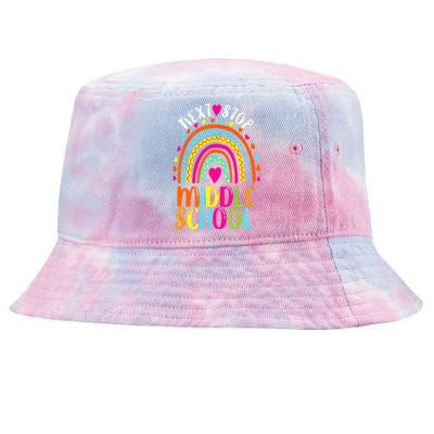 Next Stop Middle School Last Day Of Elementary School Cool Tie-Dyed Bucket Hat