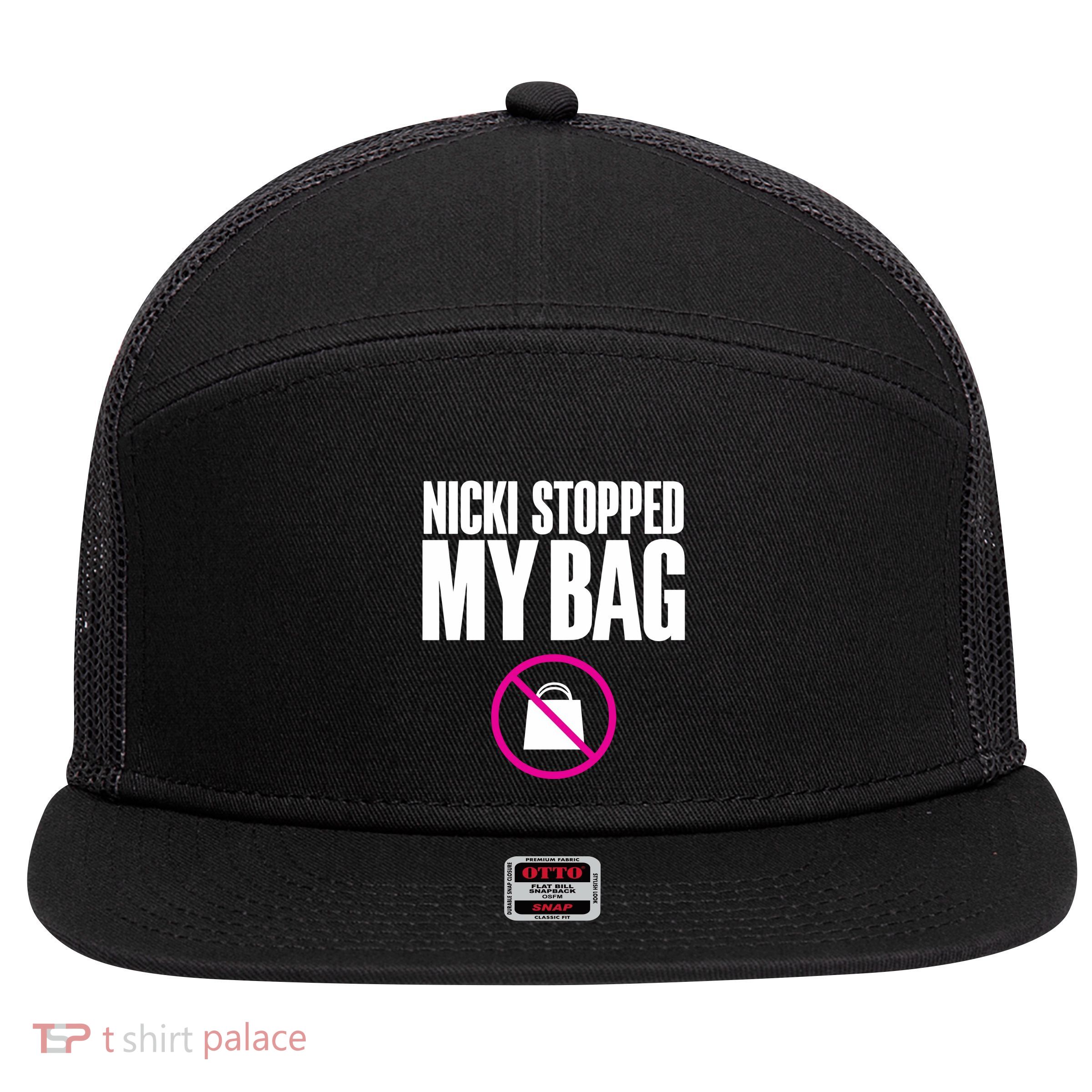 Nicki Stopped My Bag 7 Panel Mesh Trucker Snapback Hat