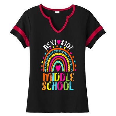 Next Stop Middle School Last Day Of Elementary School Cool Ladies Halftime Notch Neck Tee