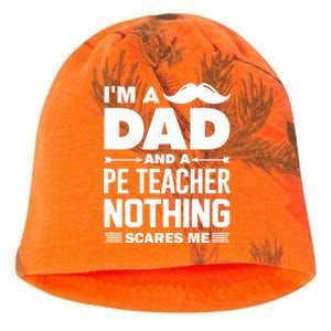 Nothing Scares Me Im A Dad And Pe Teacher Halloween Cool Gift Kati - Camo Knit Beanie