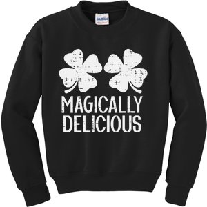 Naughty Shamrocks Magically Delicious St Patricks Day Kids Sweatshirt