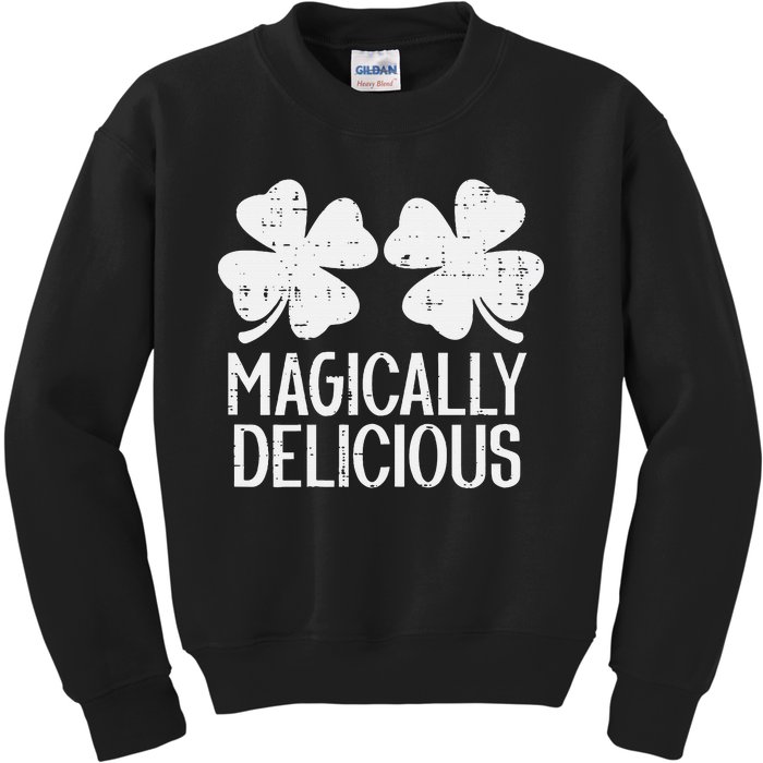 Naughty Shamrocks Magically Delicious St Patricks Day Kids Sweatshirt