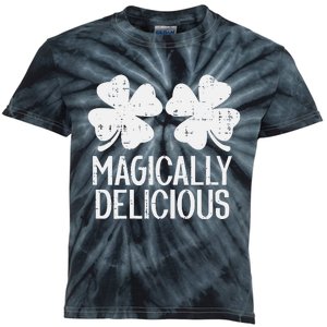 Naughty Shamrocks Magically Delicious St Patricks Day Kids Tie-Dye T-Shirt