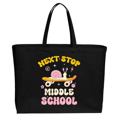 Next Stop Middle School Groovy Holiday Last Day Of School Cotton Canvas Jumbo Tote