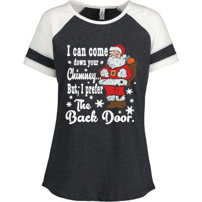 Naughty Santa Meaningful Gift: I Can Come Down Your Chimney Gift Enza Ladies Jersey Colorblock Tee