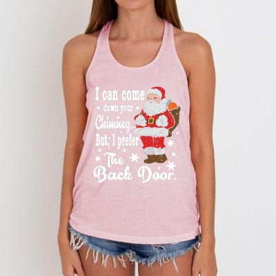 Naughty Santa Meaningful Gift: I Can Come Down Your Chimney Gift Women's Knotted Racerback Tank