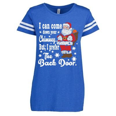 Naughty Santa Meaningful Gift: I Can Come Down Your Chimney Gift Enza Ladies Jersey Football T-Shirt