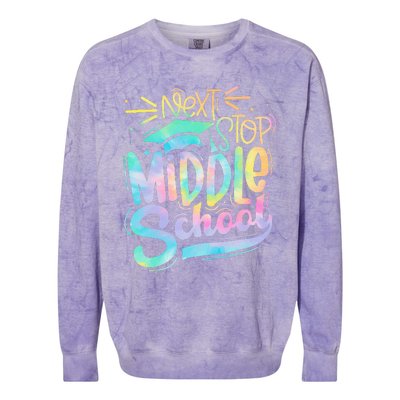 Next Stop Middle School Graduation Last Day Of School Kids Colorblast Crewneck Sweatshirt