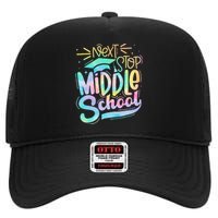 Next Stop Middle School Graduation Last Day Of School Kids High Crown Mesh Back Trucker Hat