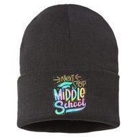 Next Stop Middle School Graduation Last Day Of School Kids Sustainable Knit Beanie