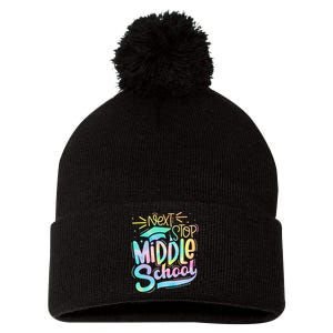 Next Stop Middle School Graduation Last Day Of School Kids Pom Pom 12in Knit Beanie