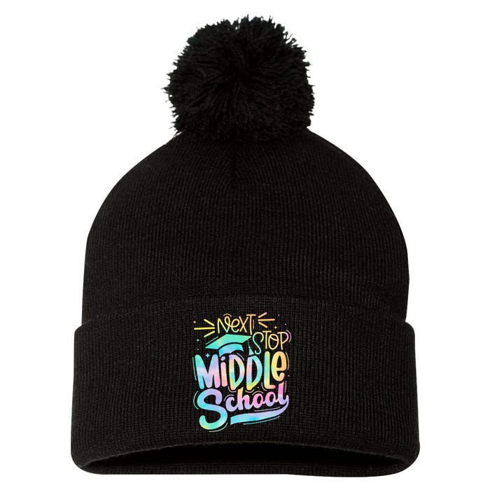 Next Stop Middle School Graduation Last Day Of School Kids Pom Pom 12in Knit Beanie