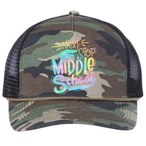 Next Stop Middle School Graduation Last Day Of School Kids Retro Rope Trucker Hat Cap