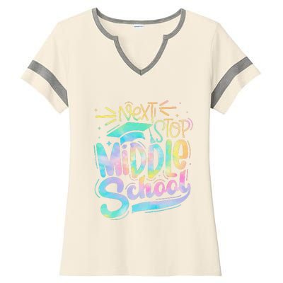 Next Stop Middle School Graduation Last Day Of School Ladies Halftime Notch Neck Tee