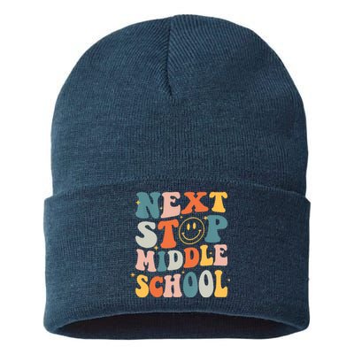 Next Stop Middle School Graduation Last Day Of School Sustainable Knit Beanie