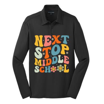 Next Stop Middle School Elementary School Graduation Silk Touch Performance Long Sleeve Polo