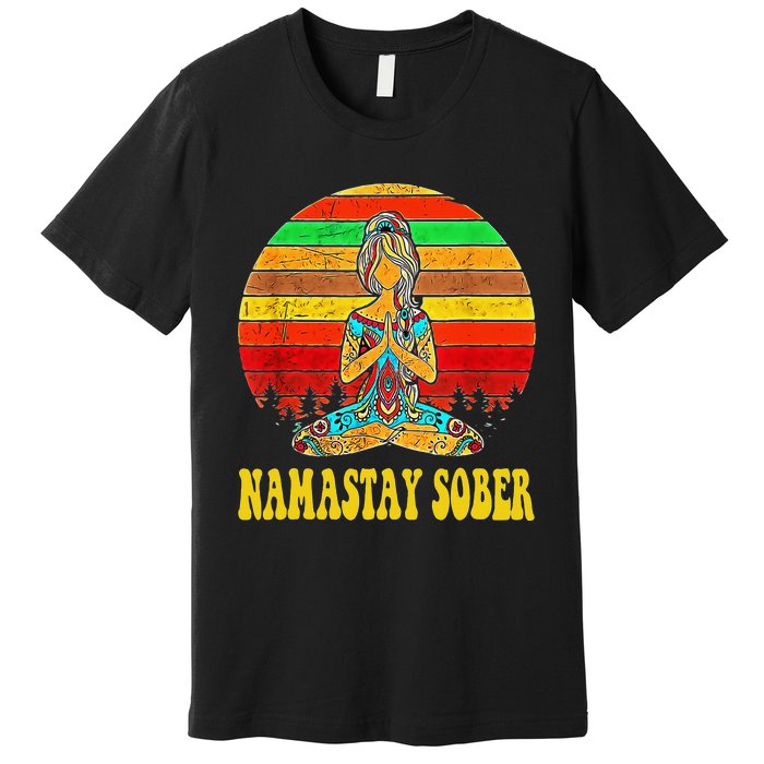 Namastay Sober Na Aa 12 Step Recovery Narcotics Anonymous Premium T-Shirt