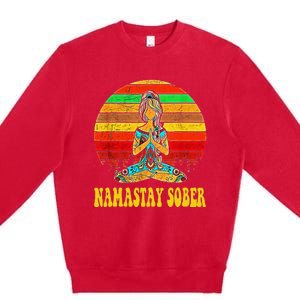 Namastay Sober Na Aa 12 Step Recovery Narcotics Anonymous Premium Crewneck Sweatshirt