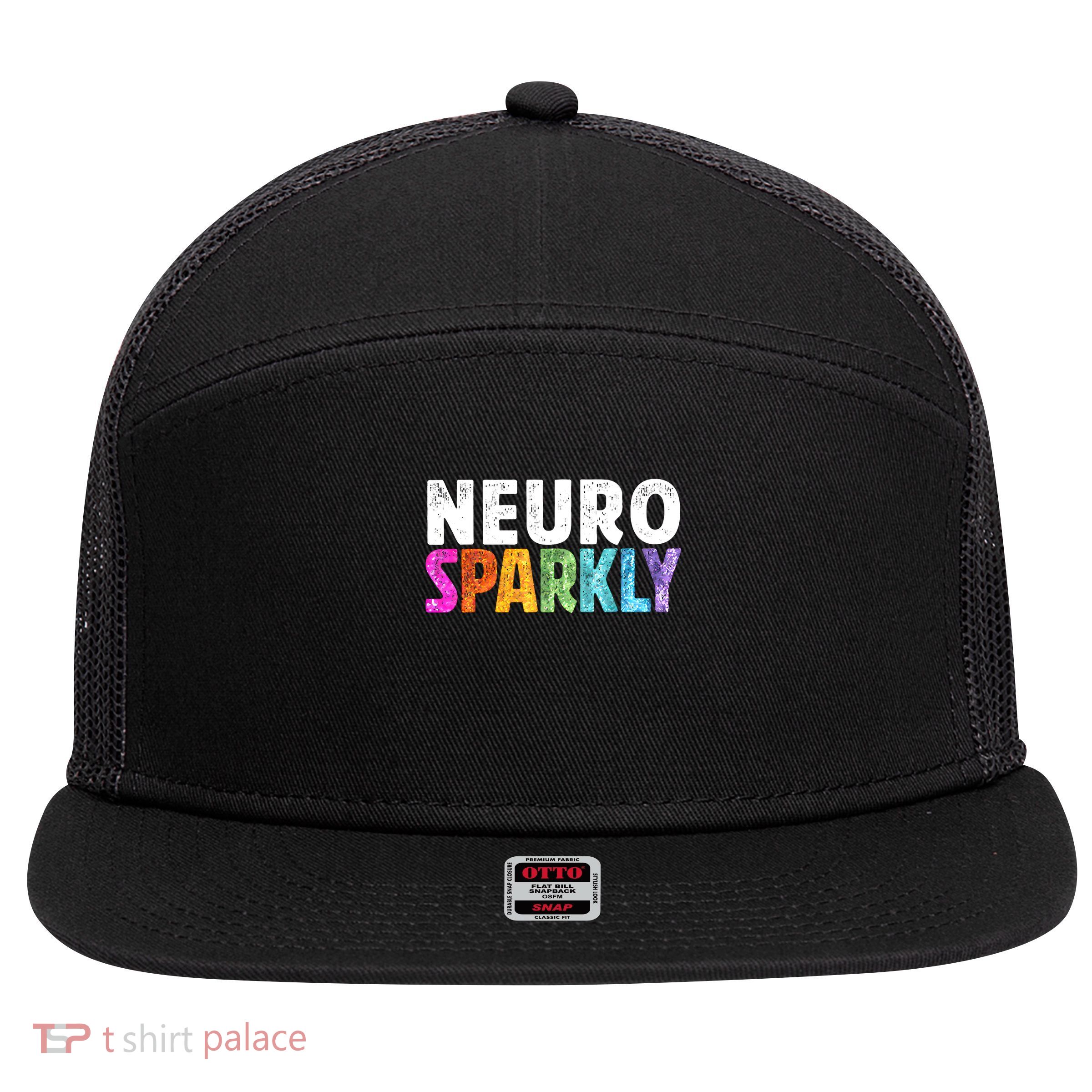 Neuro Sparkly Neurodivergent Neurodivergence ADHD ASD  7 Panel Mesh Trucker Snapback Hat