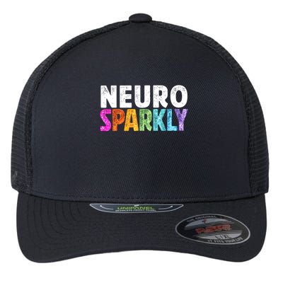 Neuro Sparkly Neurodivergent Neurodivergence ADHD ASD  Flexfit Unipanel Trucker Cap