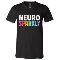 Neuro Sparkly Neurodivergent Neurodivergence ADHD ASD  V-Neck T-Shirt