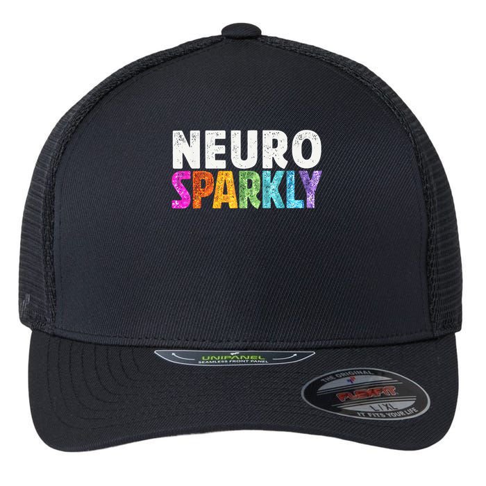 Neuro Sparkly Neurodivergent Neurodivergence ADHD ASD Flexfit Unipanel Trucker Cap