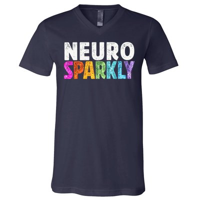 Neuro Sparkly Neurodivergent Neurodivergence ADHD ASD V-Neck T-Shirt
