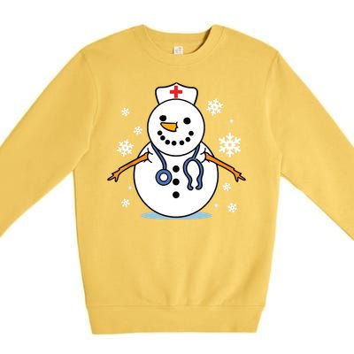 Nurse Snowman Nurse Christmas Premium Crewneck Sweatshirt