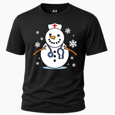 Nurse Snowman Nurse Christmas Cooling Performance Crew T-Shirt