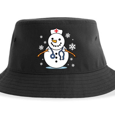 Nurse Snowman Nurse Christmas Sustainable Bucket Hat