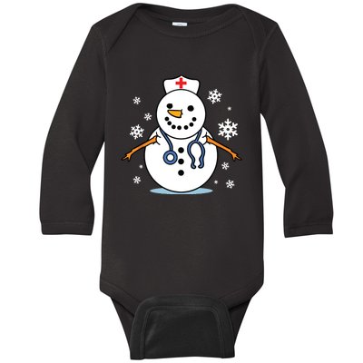 Nurse Snowman Nurse Christmas Baby Long Sleeve Bodysuit