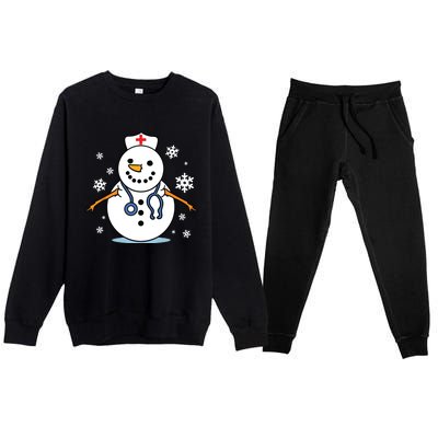 Nurse Snowman Nurse Christmas Premium Crewneck Sweatsuit Set