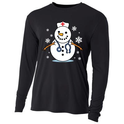 Nurse Snowman Nurse Christmas Cooling Performance Long Sleeve Crew