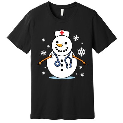 Nurse Snowman Nurse Christmas Premium T-Shirt