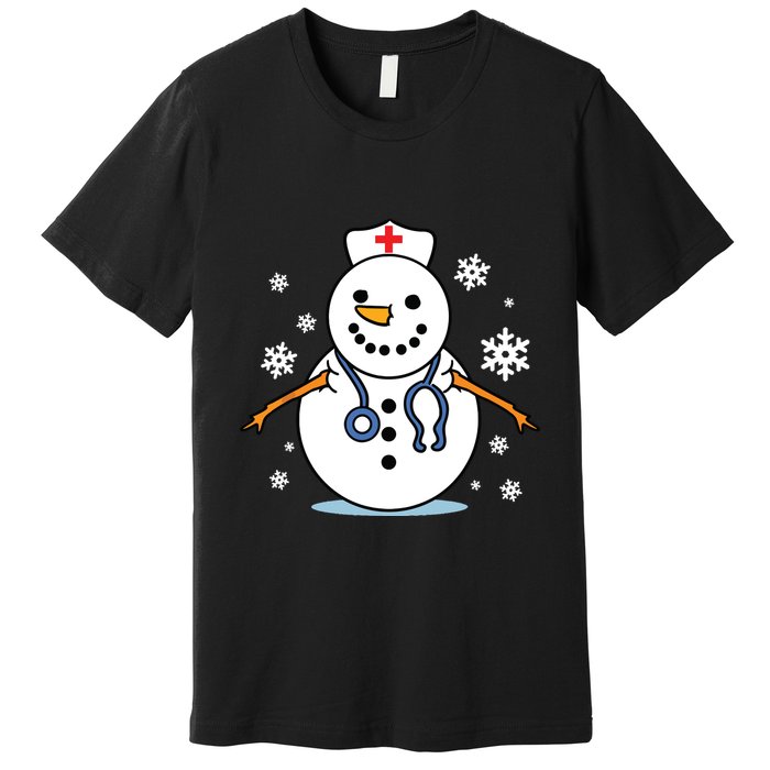 Nurse Snowman Nurse Christmas Premium T-Shirt