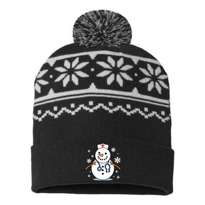 Nurse Snowman Nurse Christmas USA-Made Snowflake Beanie