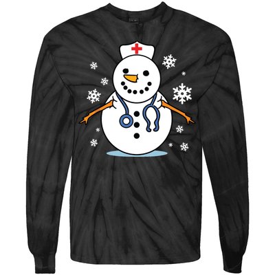 Nurse Snowman Nurse Christmas Tie-Dye Long Sleeve Shirt